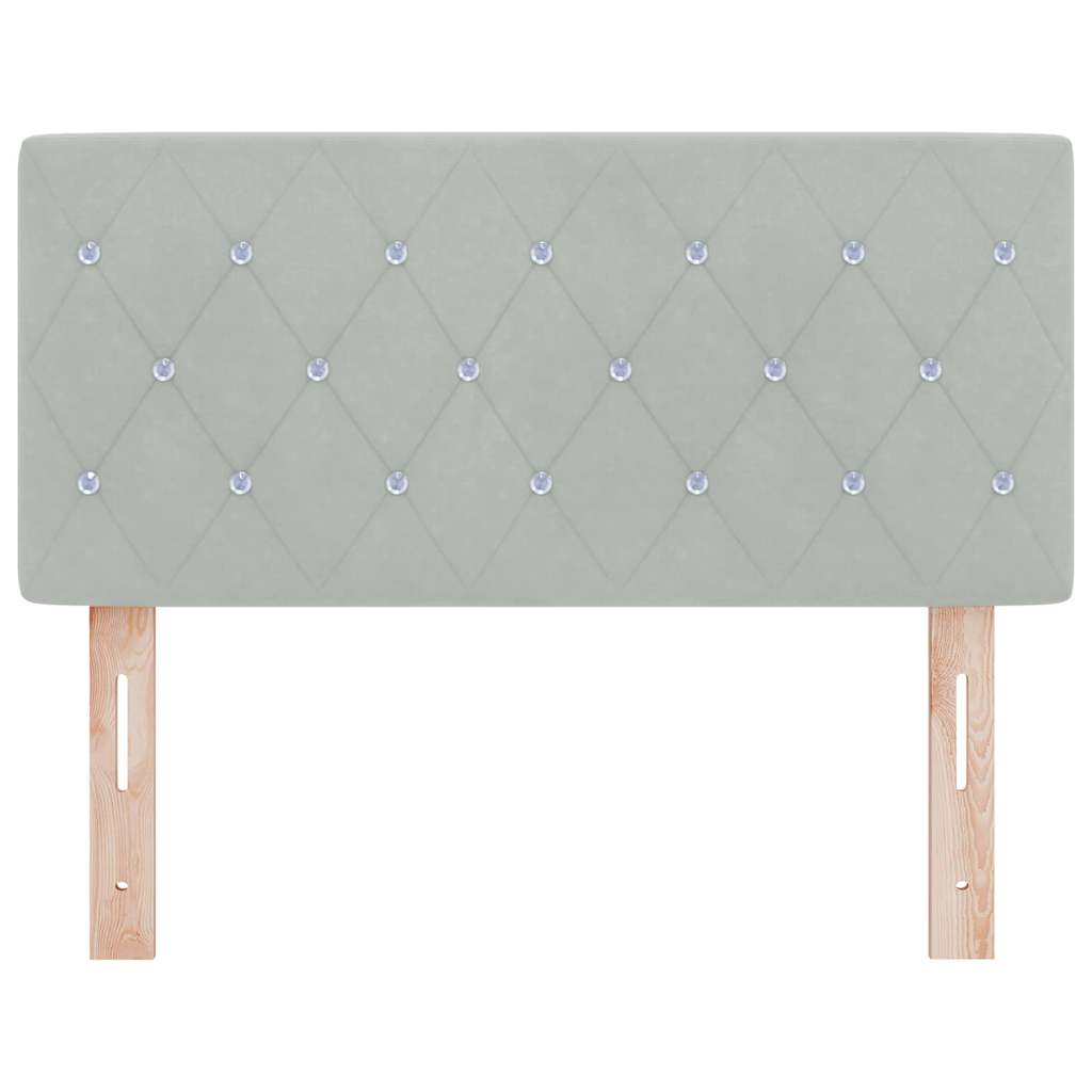 LED glava kreveta s LED trakama Svijetlo siva 90 cm Baršun