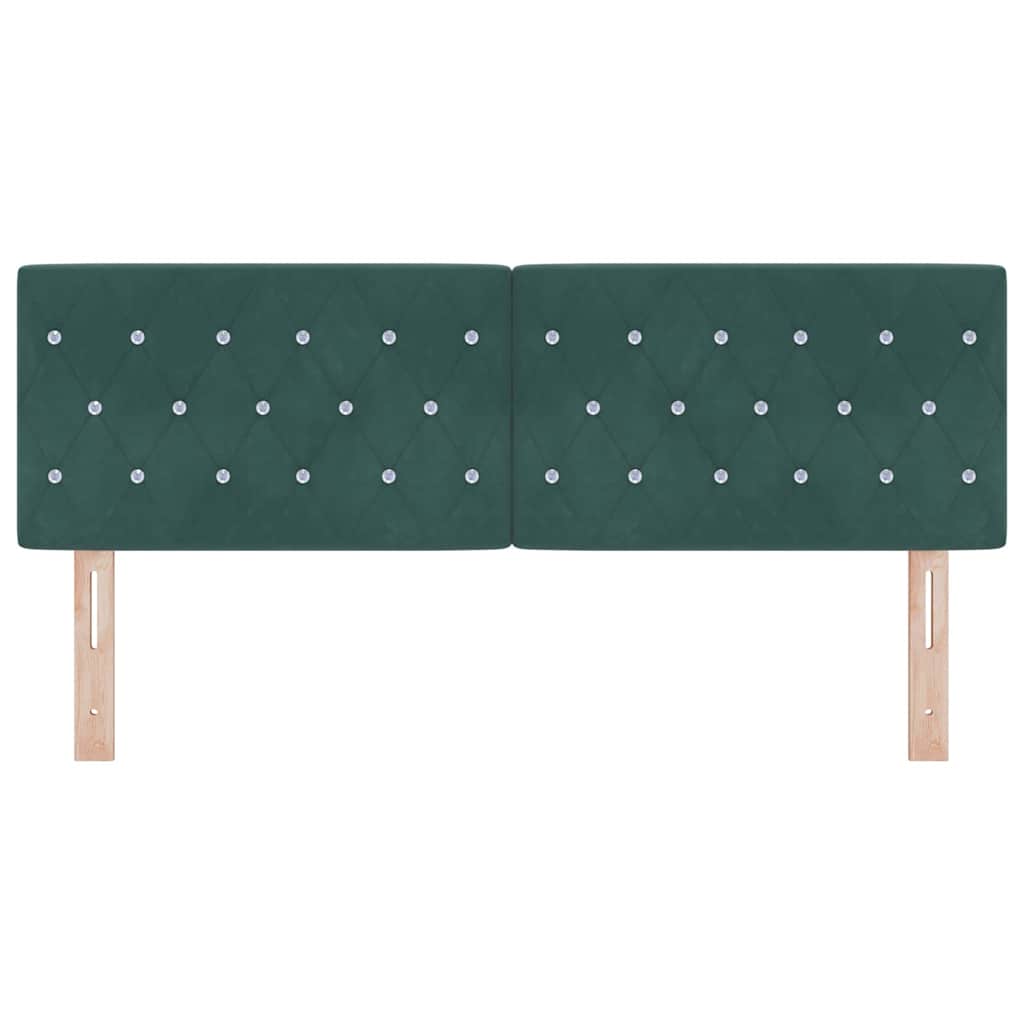 LED glava kreveta s LED trakama Tamnozelena 144 cm Baršun