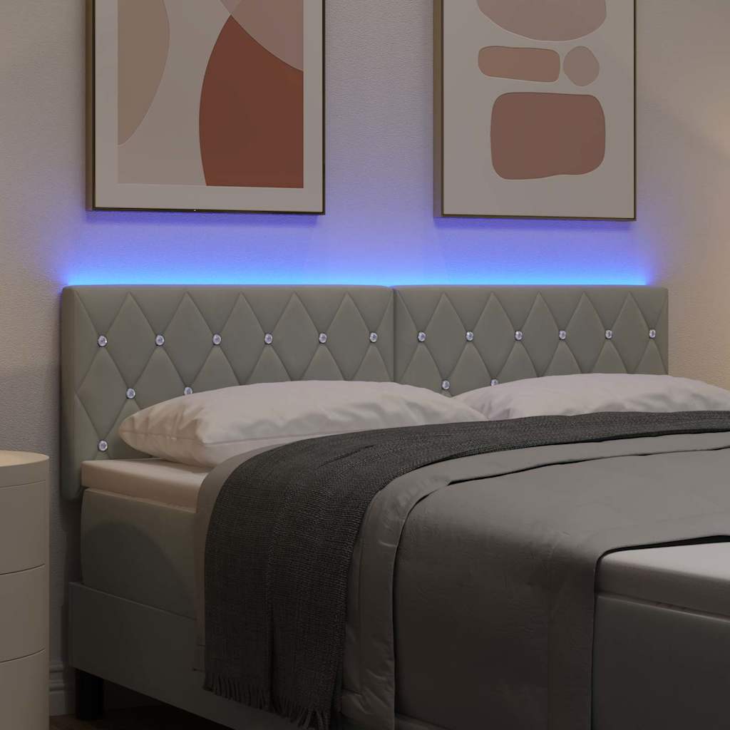 LED glava kreveta s LED trakama Svijetlo siva 160 cm Baršun