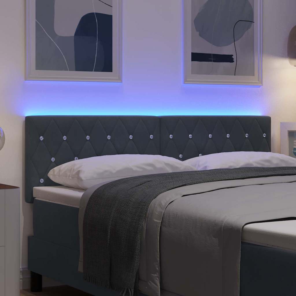 LED glava kreveta s LED trakama Tamno siva 160 cm Baršun