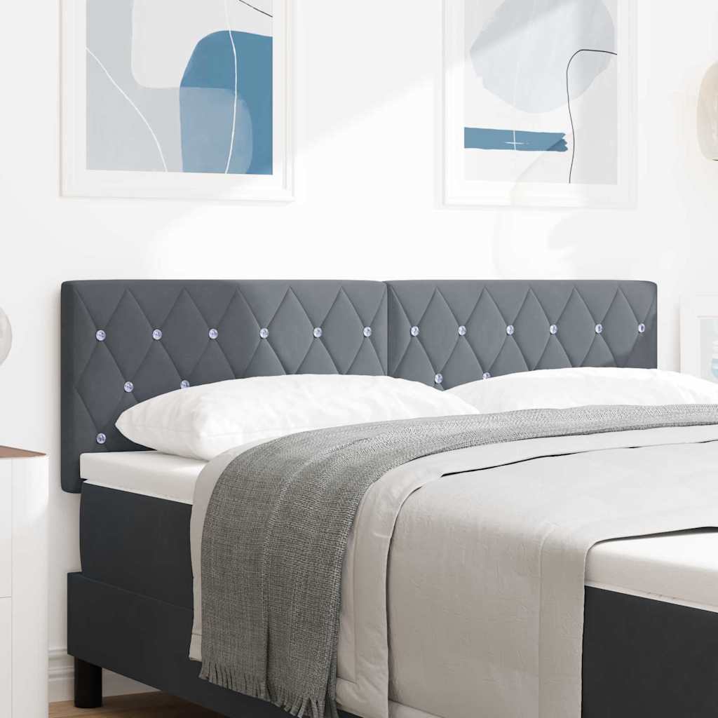LED glava kreveta s LED trakama Tamno siva 160 cm Baršun