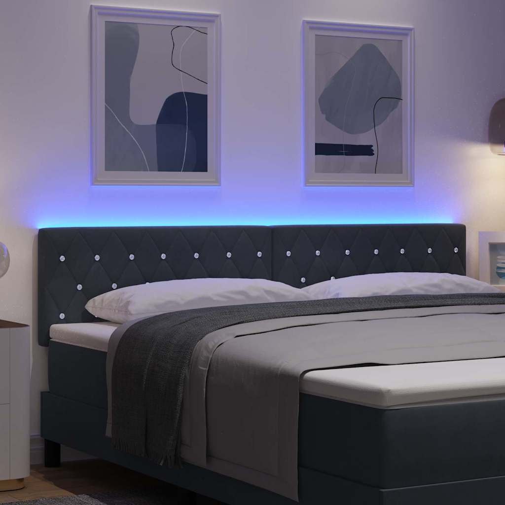 LED glava kreveta s LED trakama Tamno siva 180 cm Baršun