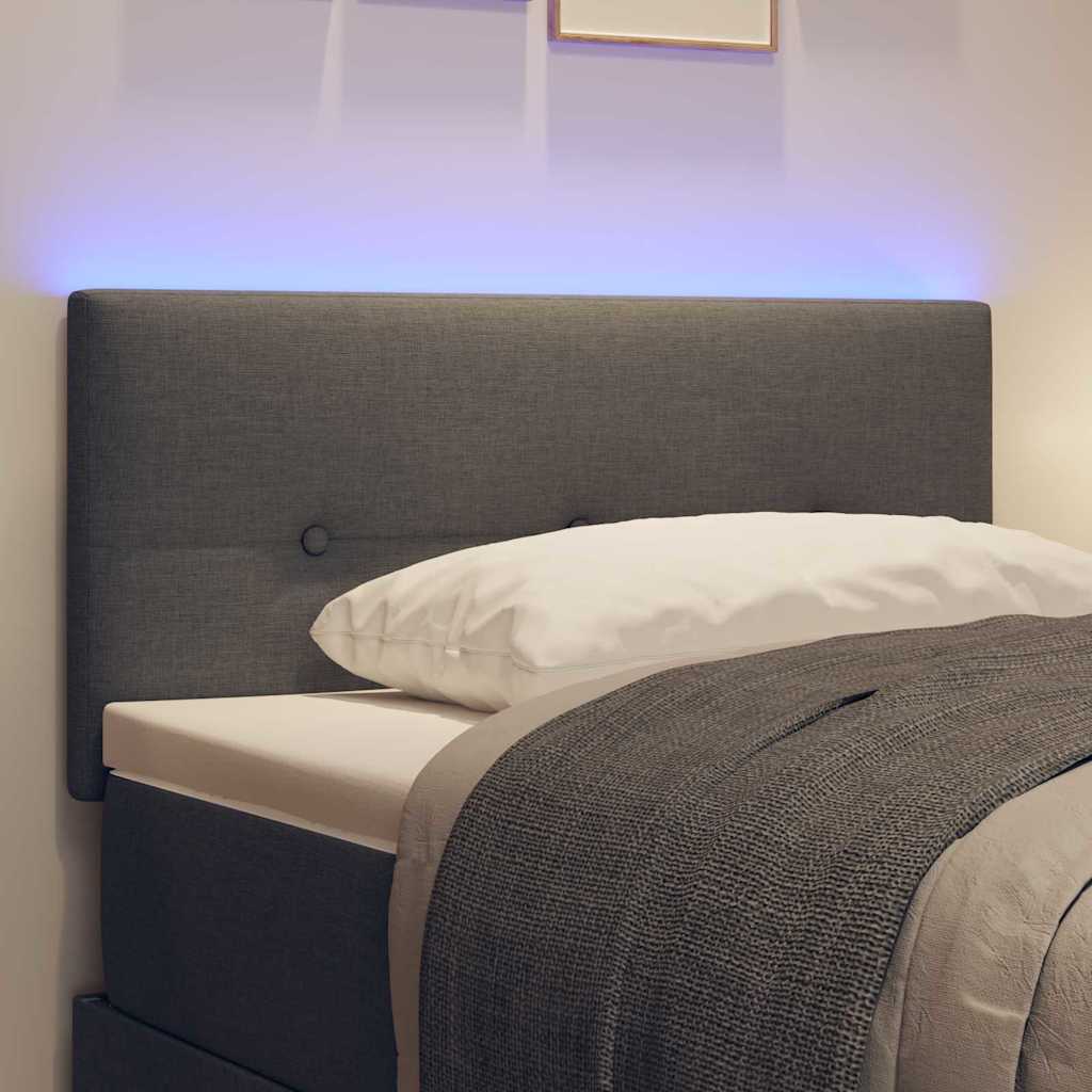 LED glava kreveta s LED trakama Tamno siva 80 cm tkanina