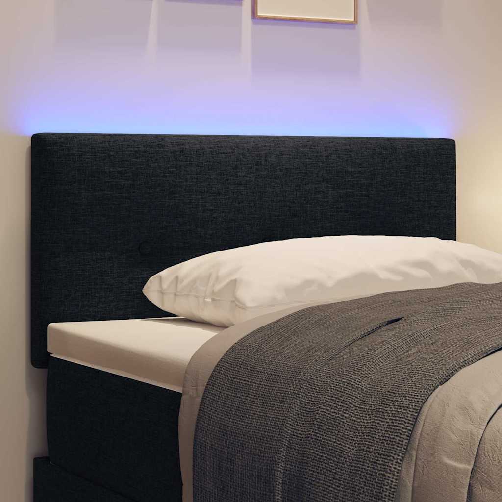 LED glava kreveta s LED trakama s uzglavljem Crna 80 cm tkanina