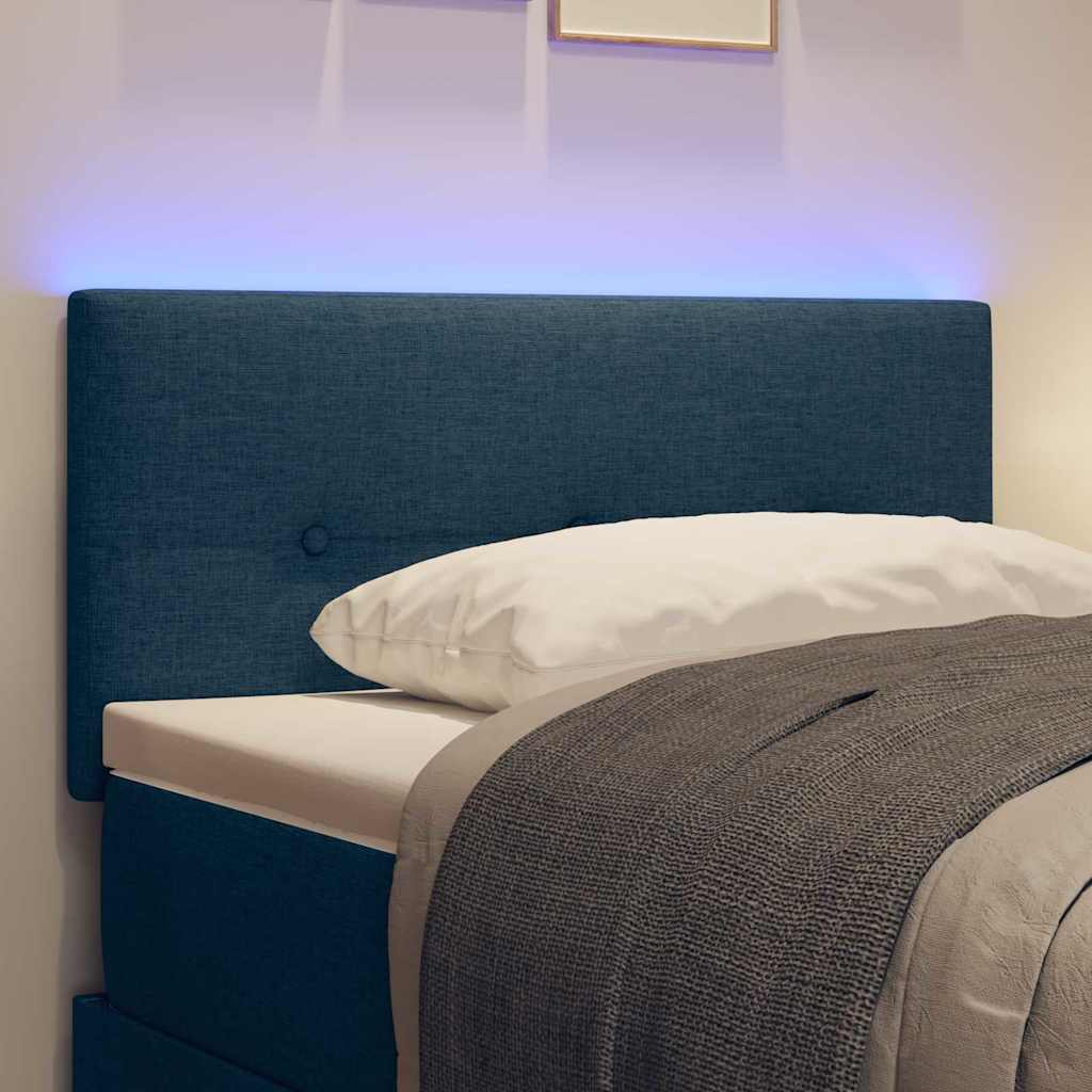 LED glava kreveta s LED trakama Plava 80 cm tkanina