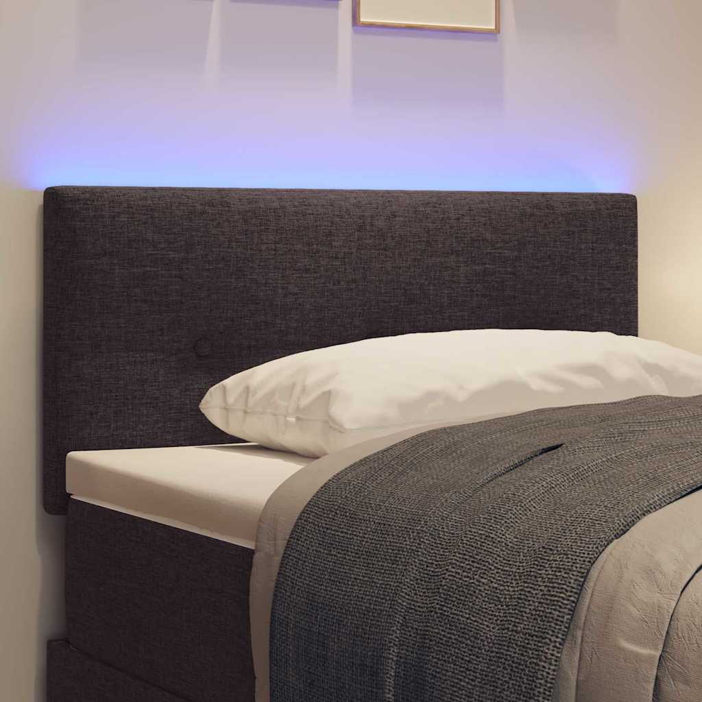 LED glava kreveta s LED trakama Tamno smeđa 90 cm tkanina
