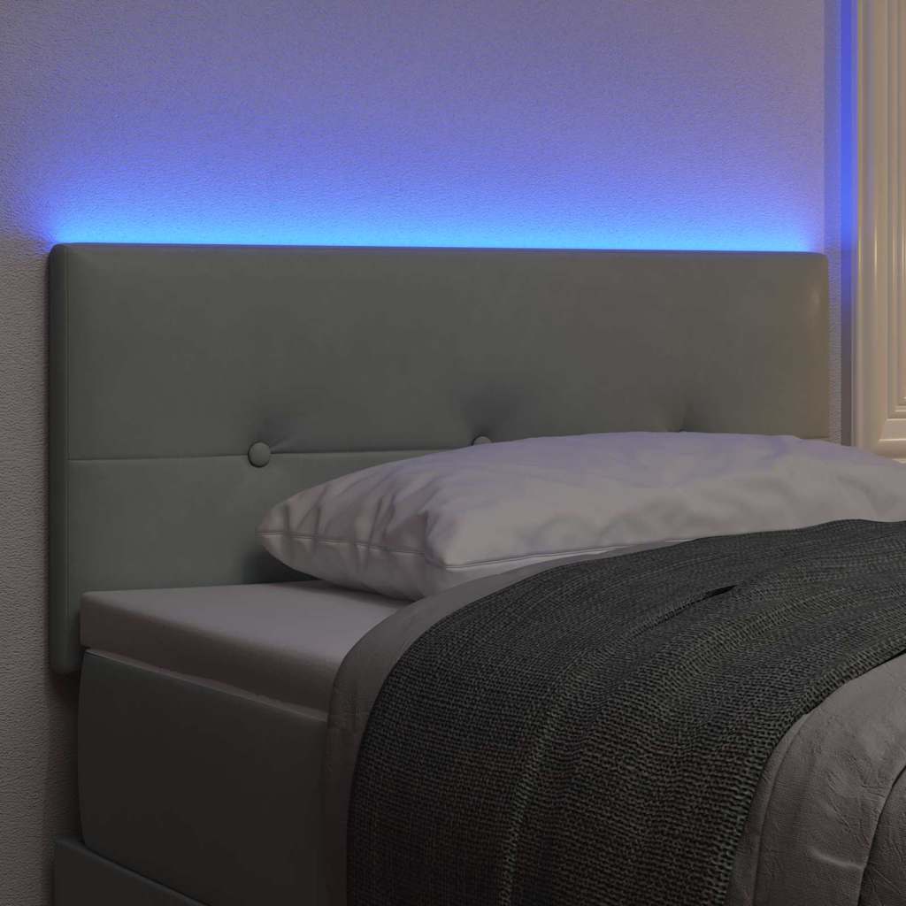 LED glava kreveta s LED trakama Svijetlo siva 90 cm Baršun
