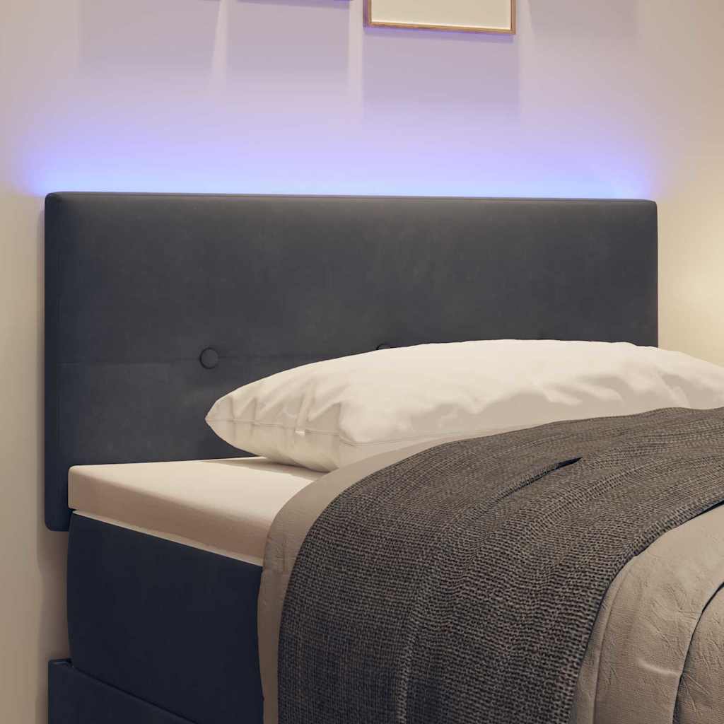 LED glava kreveta s LED trakama Sivi 90 cm Baršun
