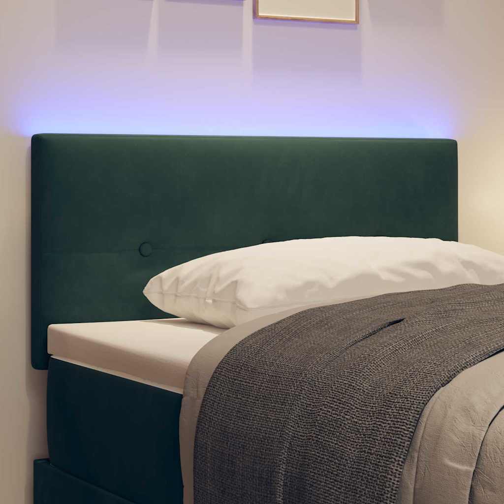 LED glava kreveta s LED trakama Zelena 90 cm Baršun