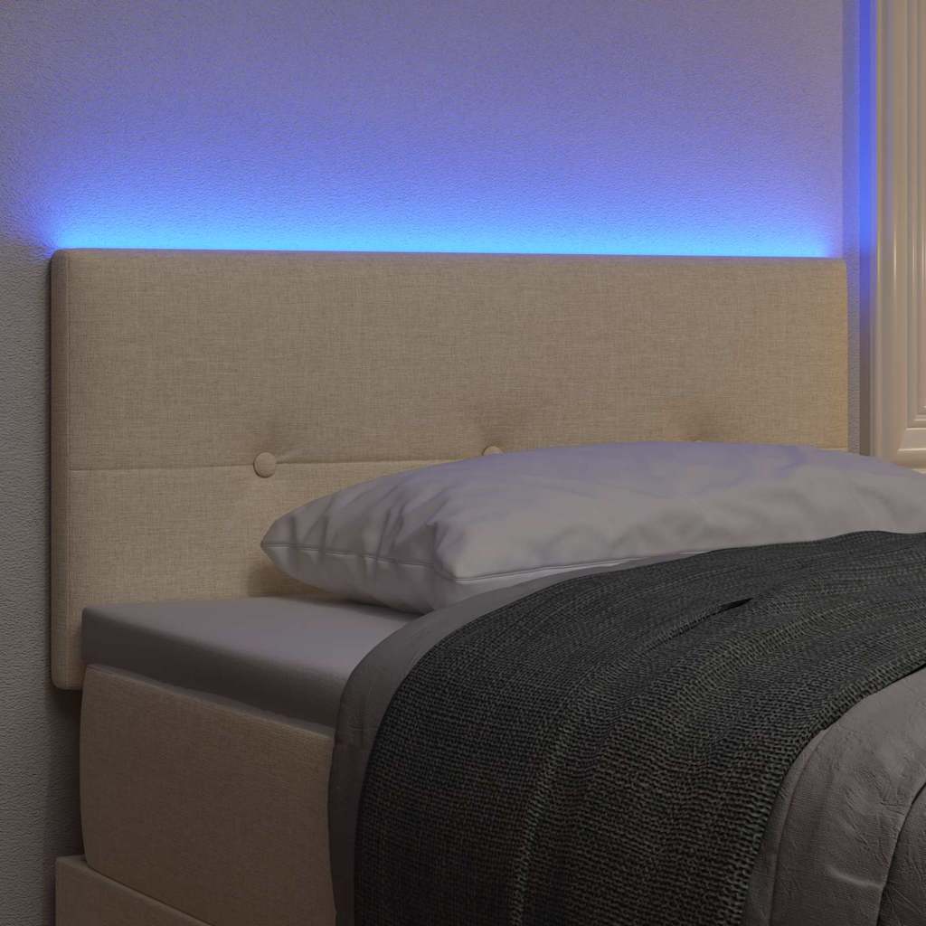 LED glava kreveta s LED trakama Krema 100 cm tkanina