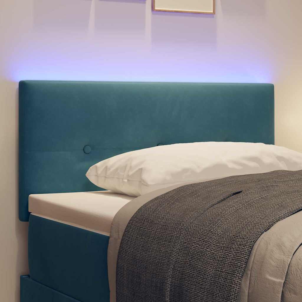 LED glava kreveta s LED trakama Plava 100 cm Baršun