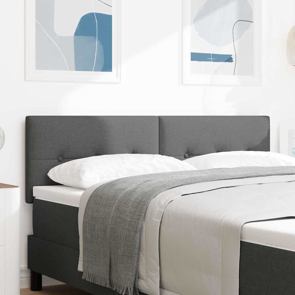 LED glava kreveta s LED trakama Tamno siva 144 cm tkanina