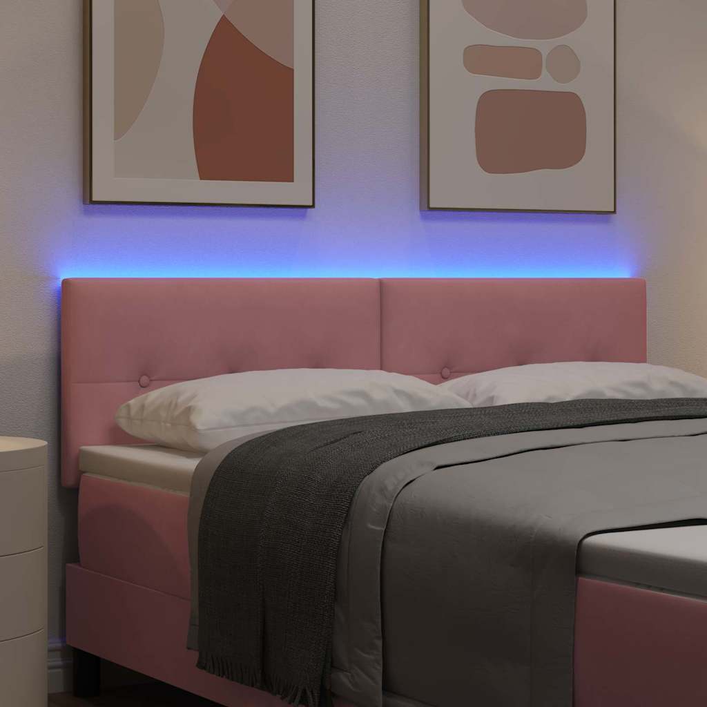 LED glava kreveta s LED trakama Ružičasta 144 cm Baršun