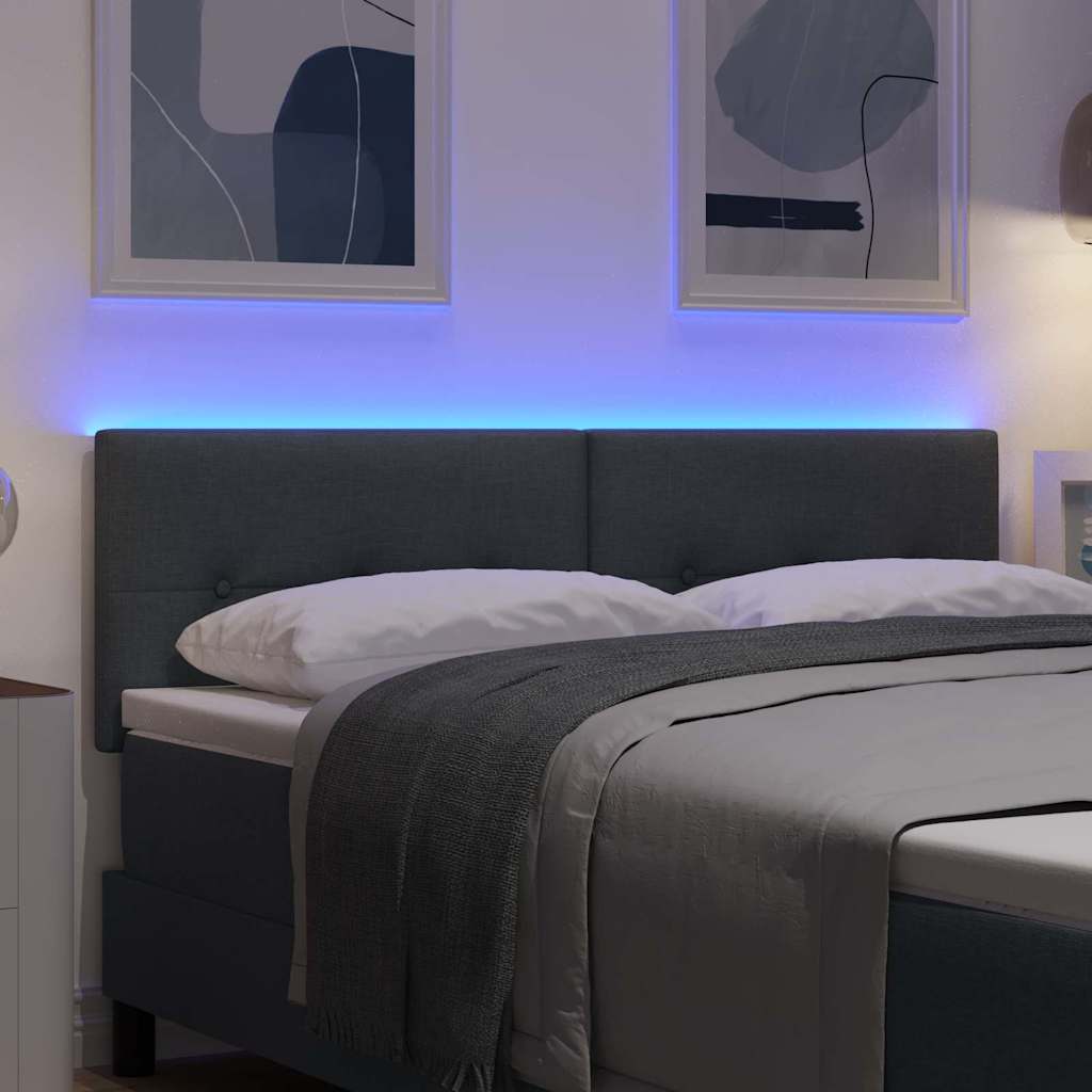 LED glava kreveta s LED trakama Tamno siva 160 cm tkanina
