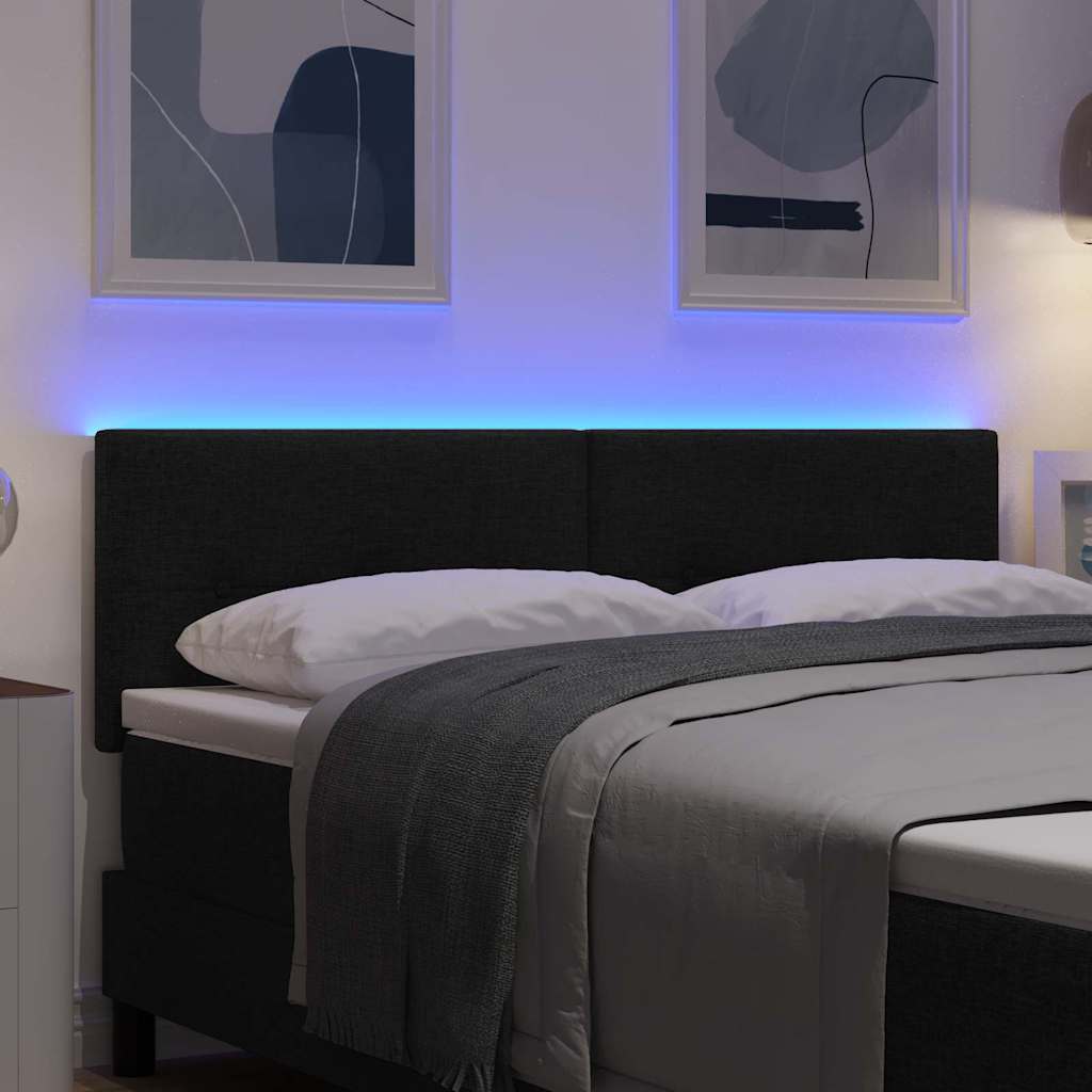 LED glava kreveta s LED trakama Crna 160 cm tkanina