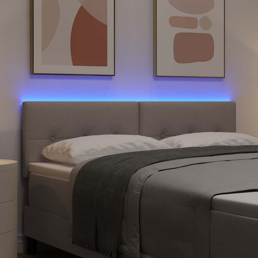 LED glava kreveta s LED trakama Sivo-smeđa 160 cm tkanina