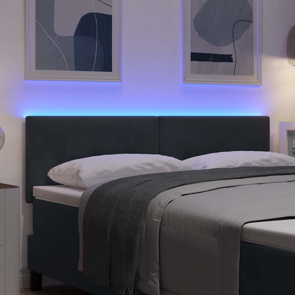 LED glava kreveta s LED trakama Sivi 160 cm Baršun