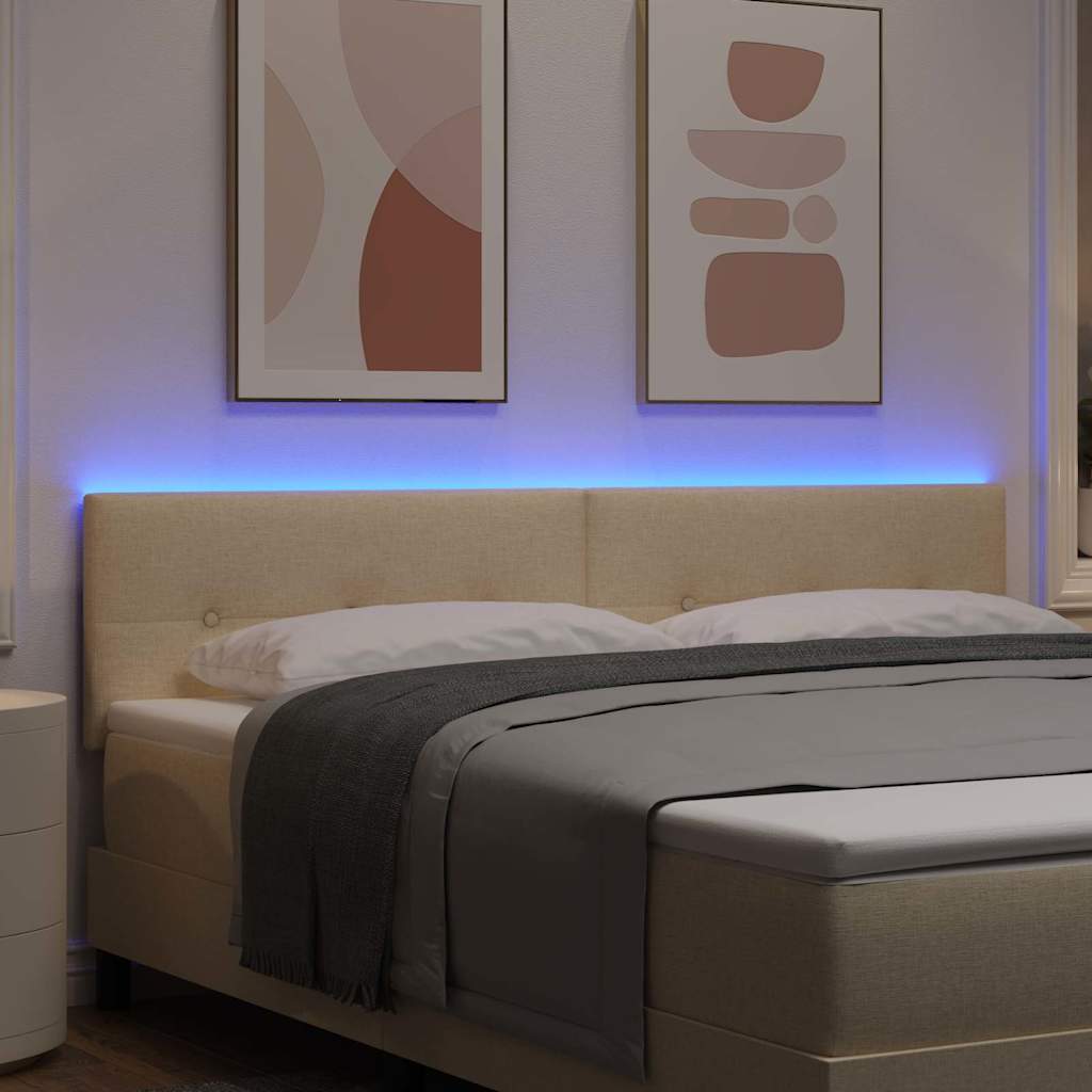 LED glava kreveta s LED trakama Krema 180 cm tkanina