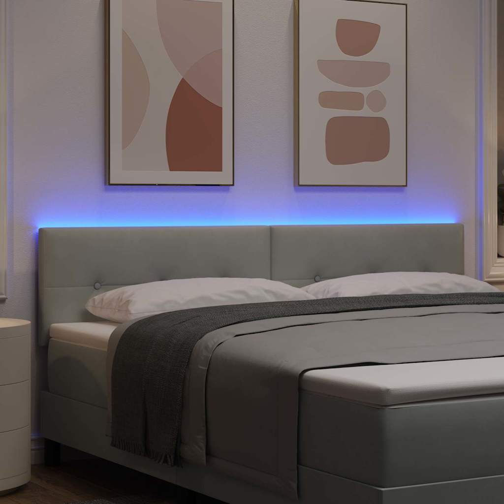 LED glava kreveta s LED trakama Svijetlo siva 180 cm Baršun
