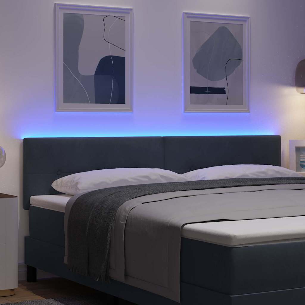 LED glava kreveta s LED trakama Sivi 180 cm Baršun