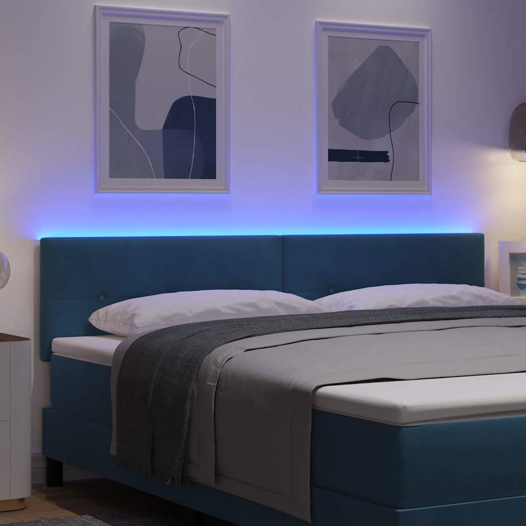 LED glava kreveta s LED trakama Plava 180 cm Baršun