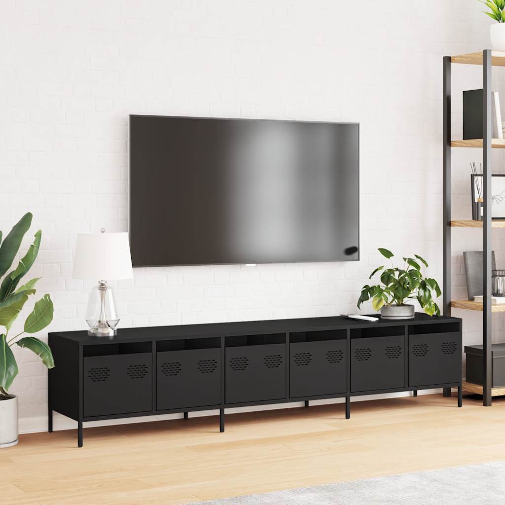 TV ormarić crni 202x39x43,5 cm hladno valjani čelik