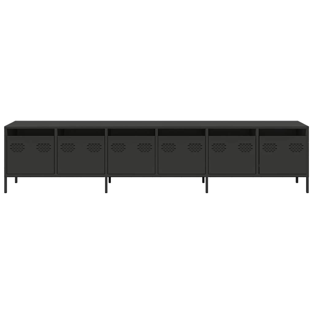 TV ormarić crni 202x39x43,5 cm hladno valjani čelik