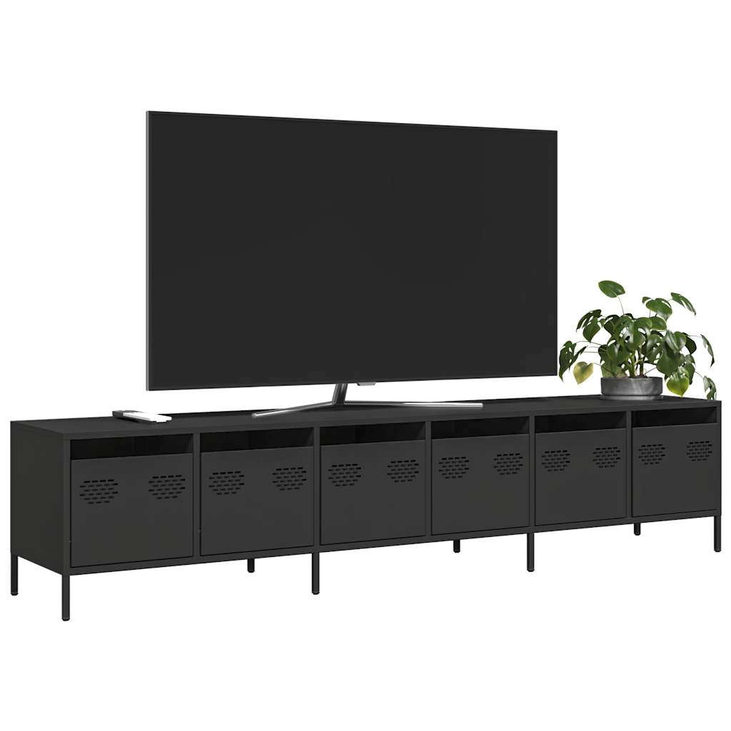 TV ormarić crni 202x39x43,5 cm hladno valjani čelik