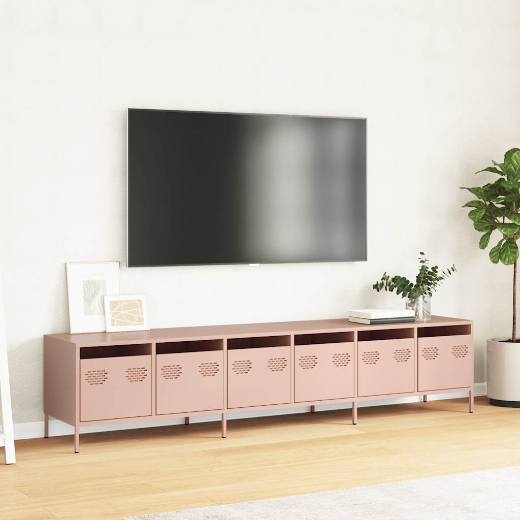 TV ormarić ružičasti 202x39x43,5 cm hladno valjani čelik