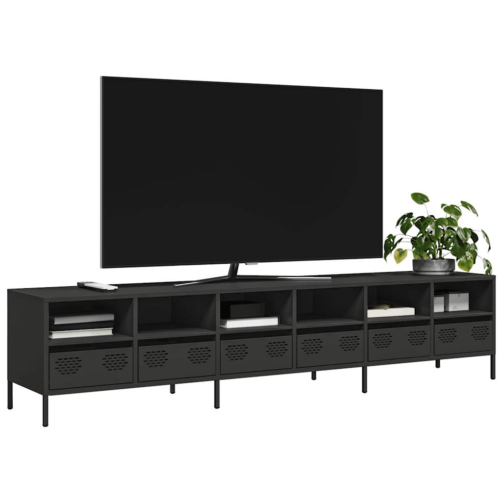 TV ormarić crni 202x39x43,5 cm hladno valjani čelik