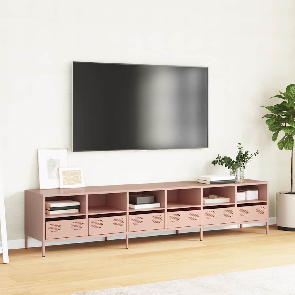 TV ormarić ružičasti 202x39x43,5 cm hladno valjani čelik