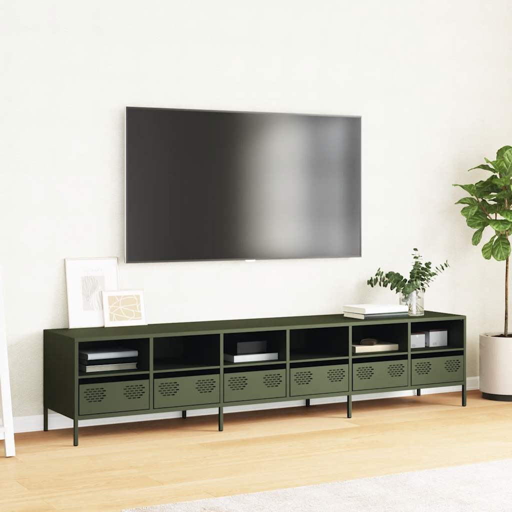 TV ormarić maslinastozeleni 202x39x43,5 cm čelični