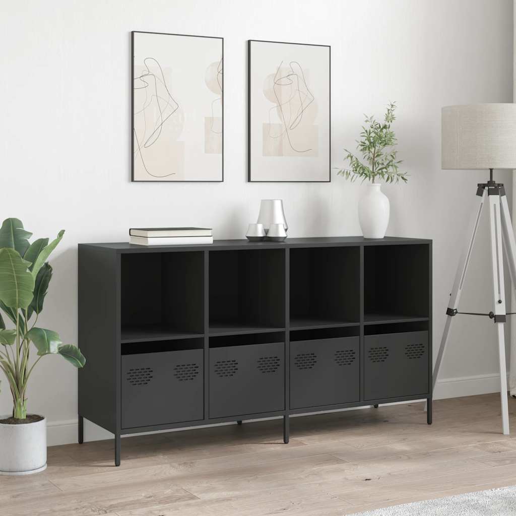 Komoda crna 135x39x73,5 cm hladno valjani čelik