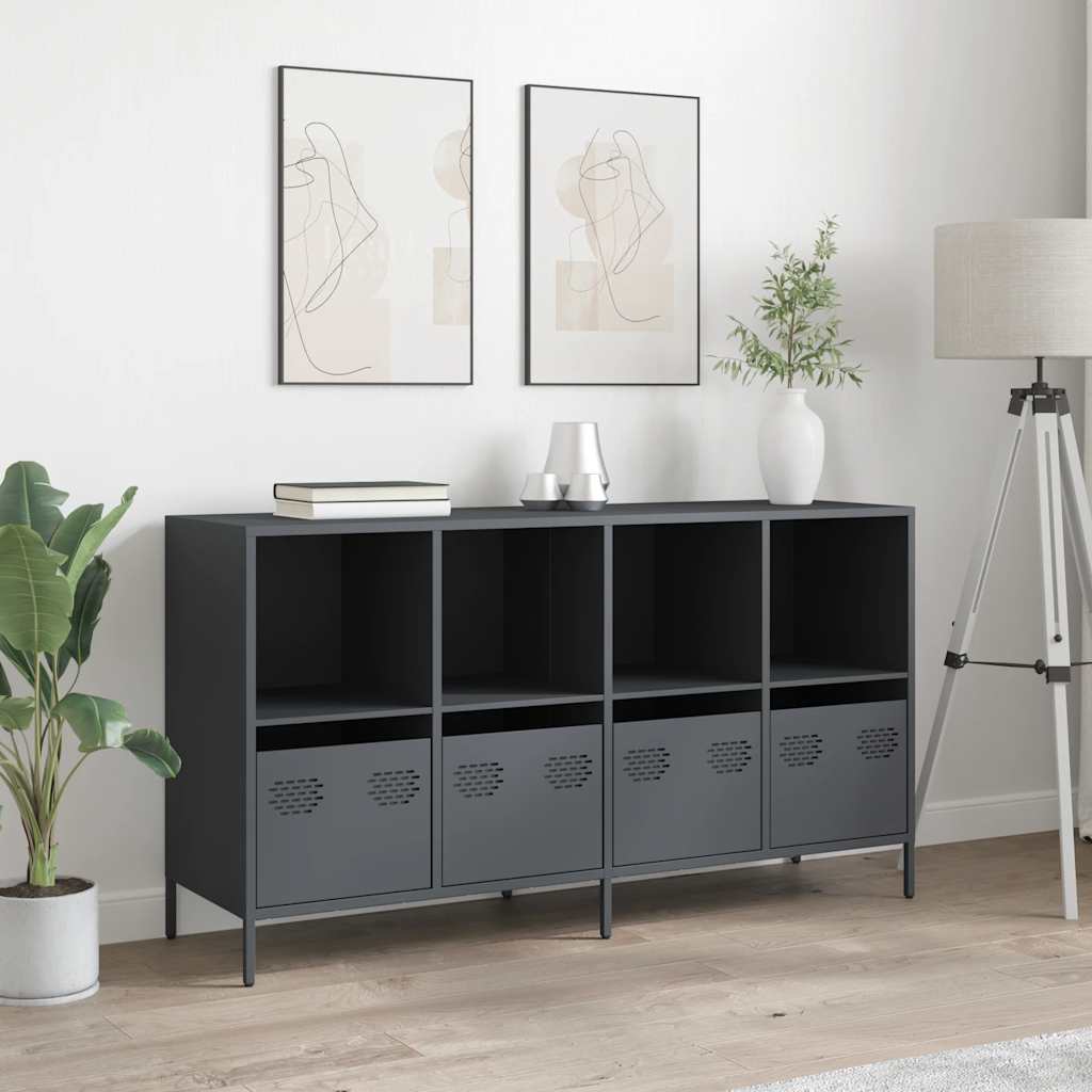 Komoda antracit 135x39x73,5 cm hladno valjani čelik