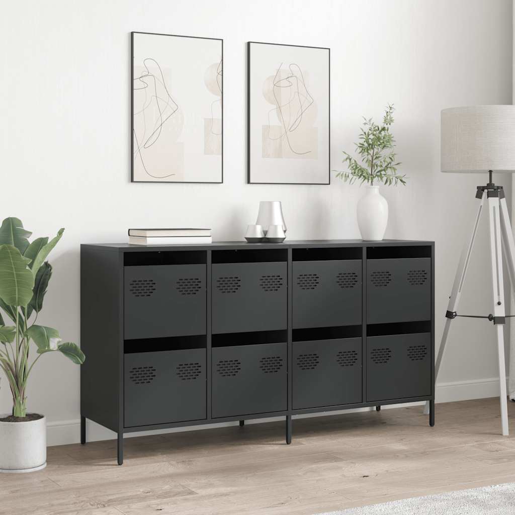 Komoda crna 135x39x73,5 cm hladno valjani čelik