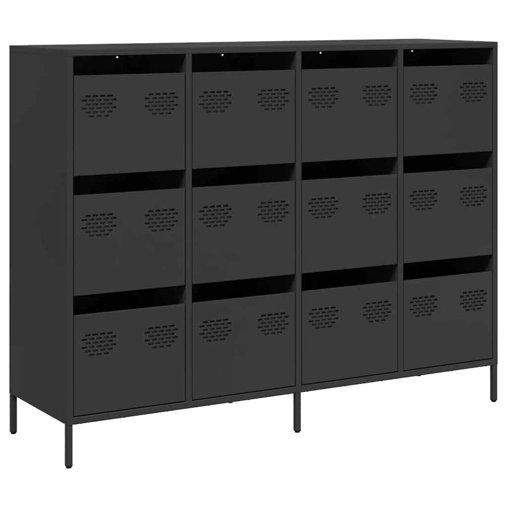 Komoda crna 135x39x103,5 cm hladno valjani čelik