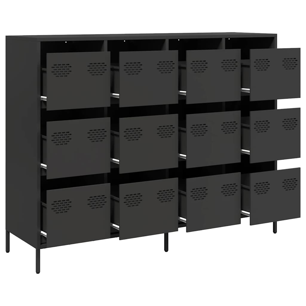 Komoda crna 135x39x103,5 cm hladno valjani čelik