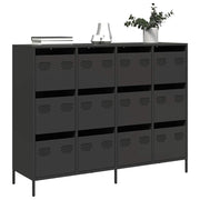 Komoda crna 135x39x103,5 cm hladno valjani čelik