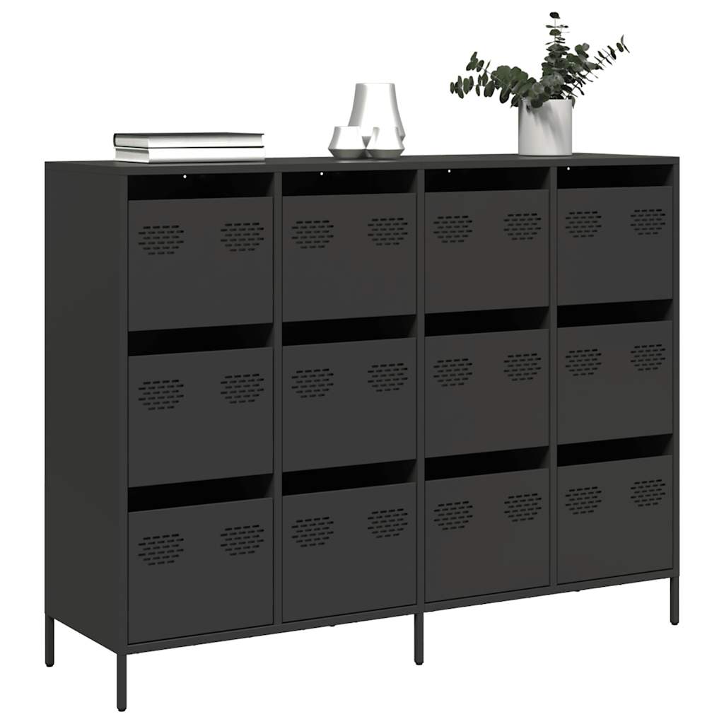 Komoda crna 135x39x103,5 cm hladno valjani čelik