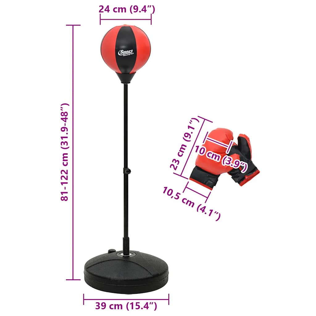 Set lopte za udaranje s rukavicama i crpkom podesivi 81-122 cm