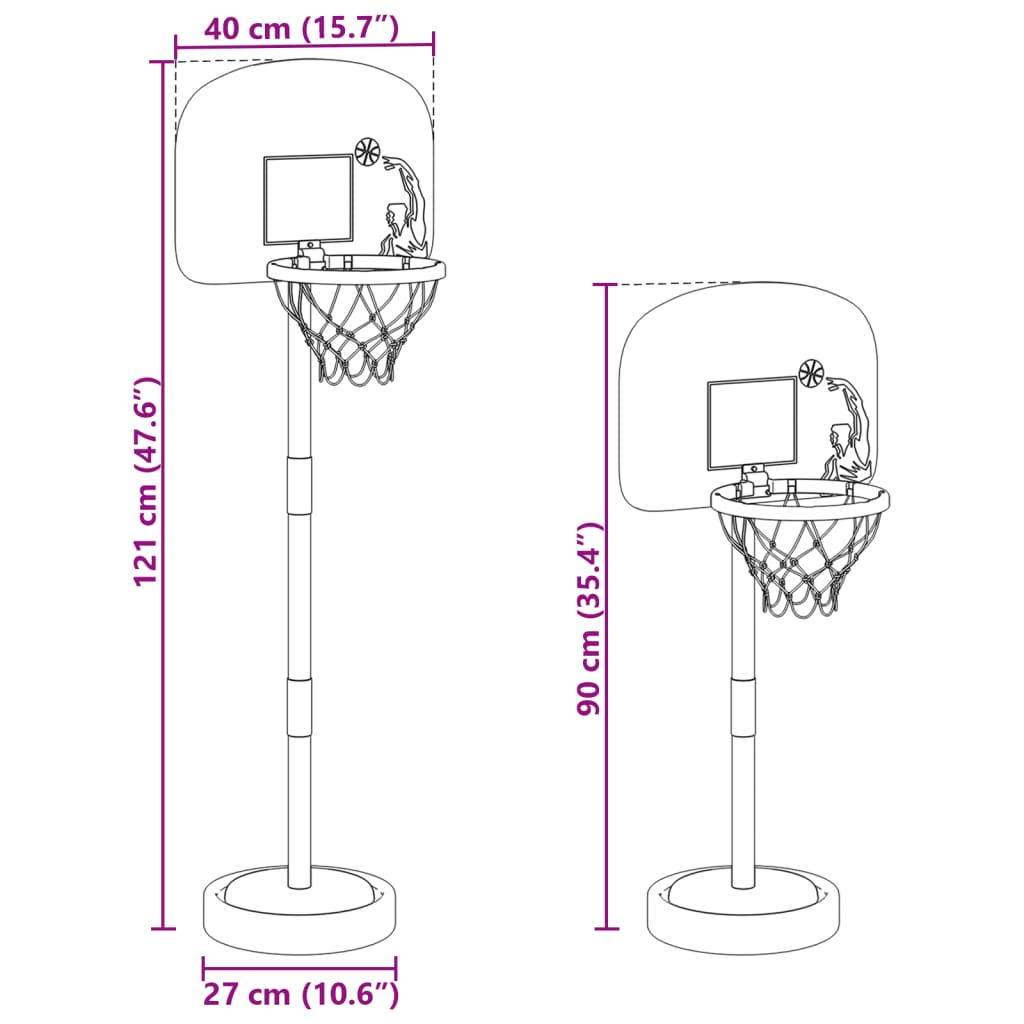 Košarkaški stalak s loptom i crpkom podesive visine 90/121 cm