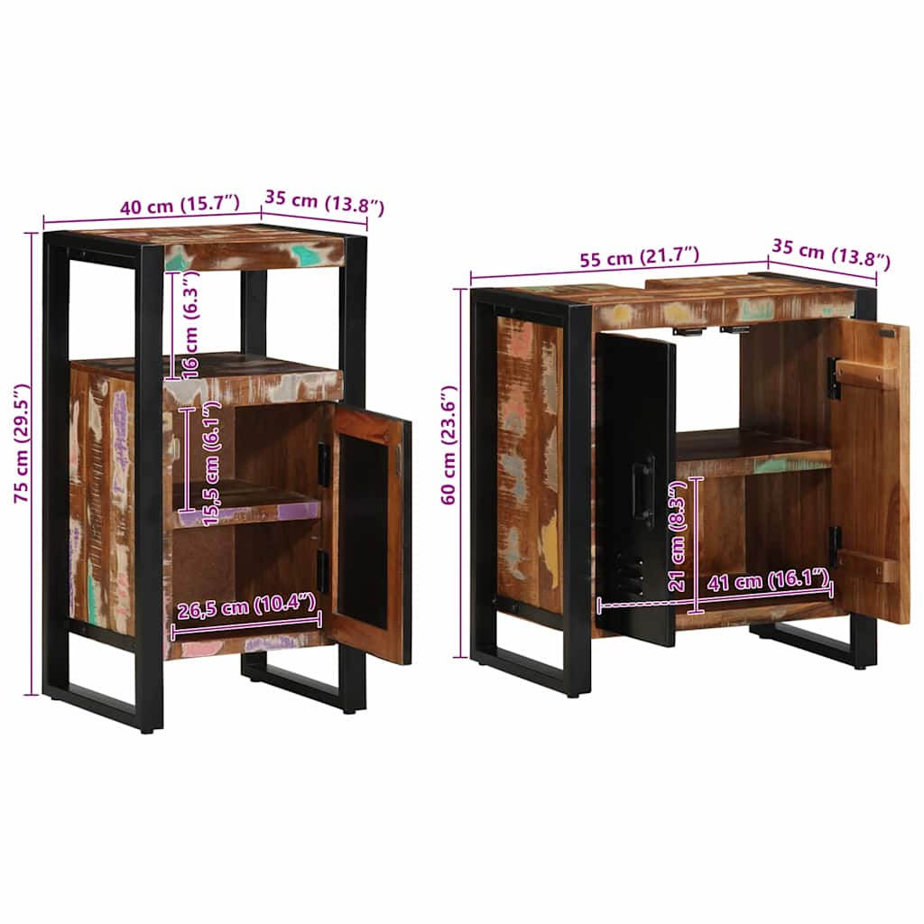 Set namještaja za kupaonicu 2 pcs Čvrsto drvo iz reciklaže