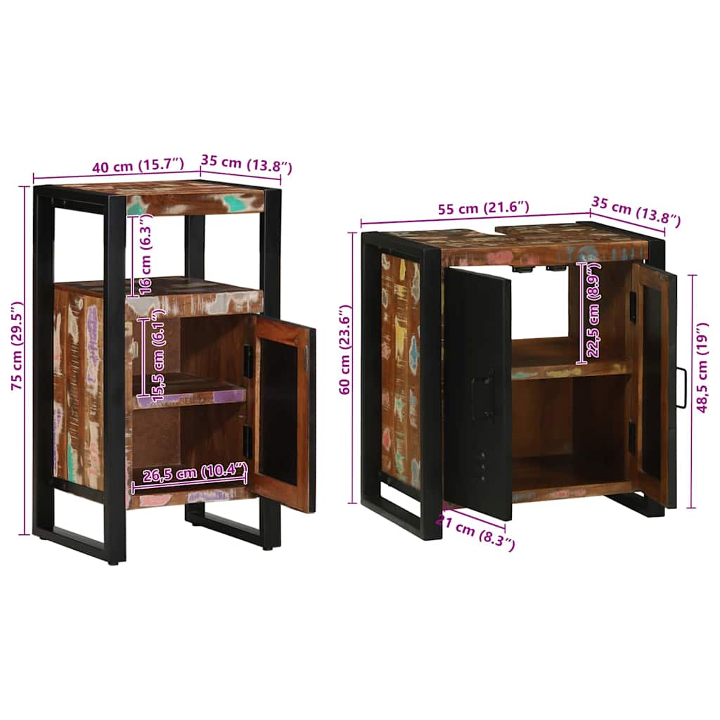 Set namještaja za kupaonicu 2 pcs Čvrsto drvo iz reciklaže