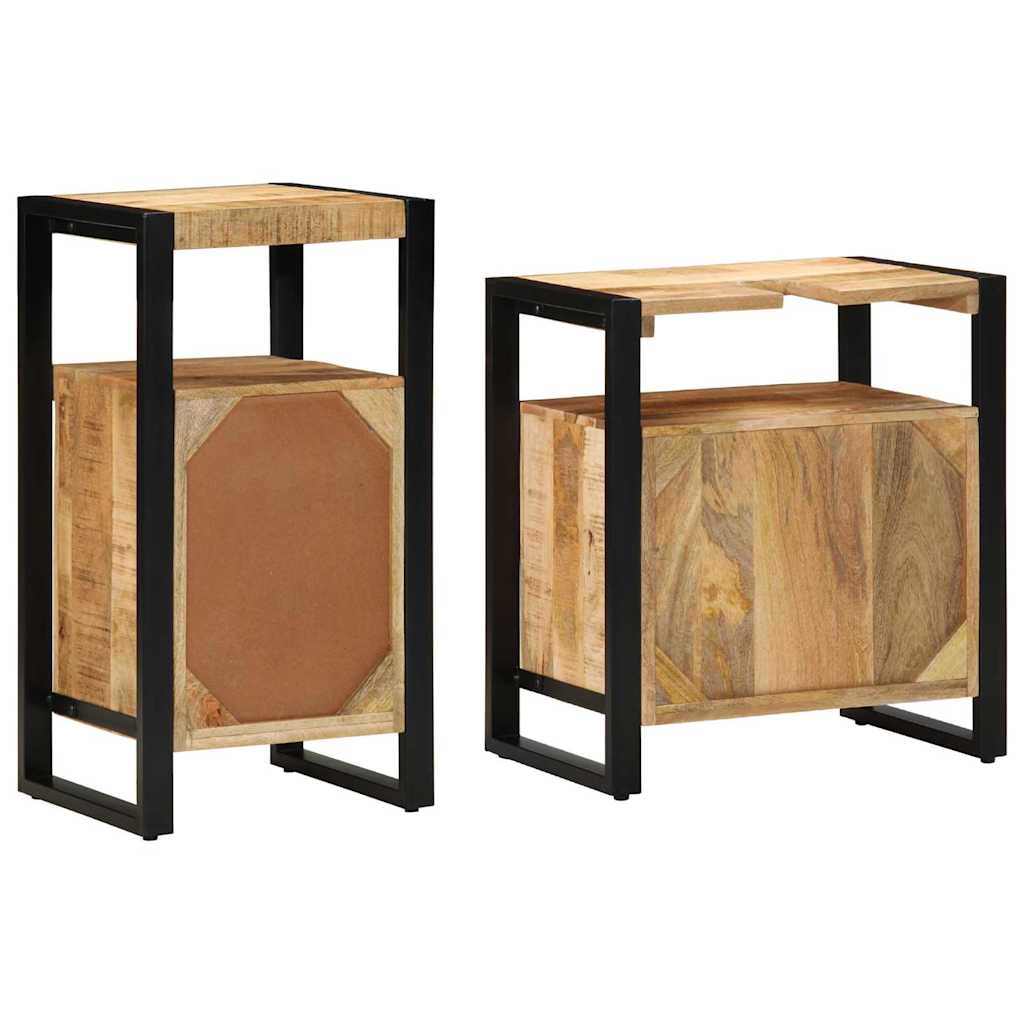 Set namještaja za kupaonicu 2 pcs Smeđa Čvrsto grub mango drvo