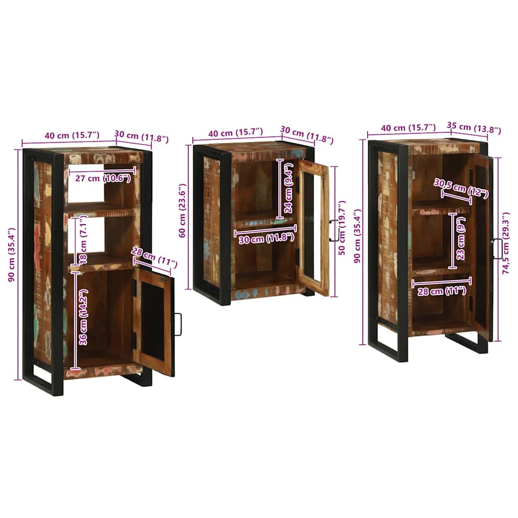 Set namještaja za kupaonicu Zidne 3 pcs Čvrsto reciklirano drvo