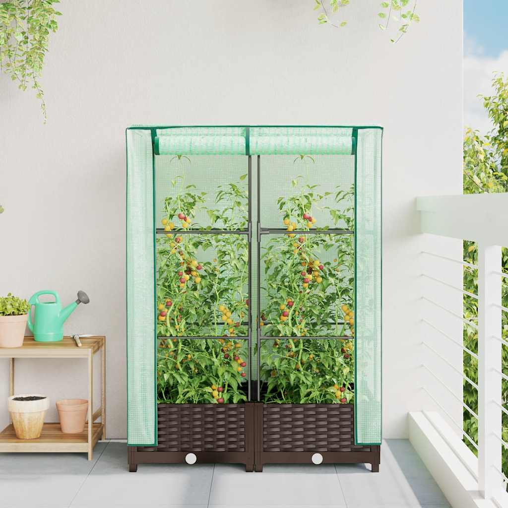 Povišena gredica s pokrovom za staklenik 80 x 40 x 123 cm