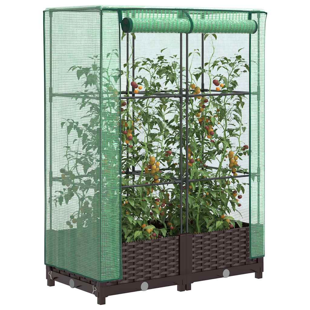 Povišena gredica s pokrovom za staklenik 80 x 40 x 123 cm