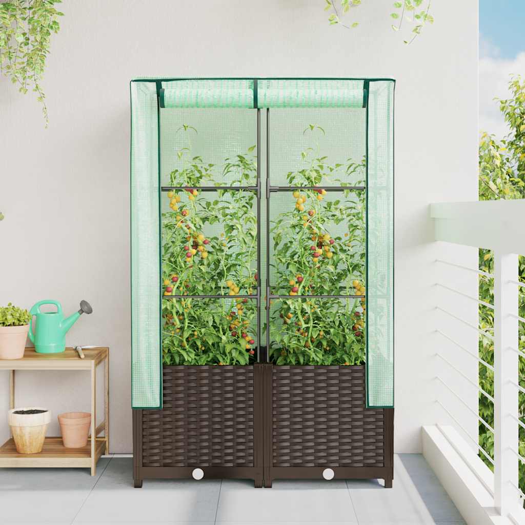 Povišena gredica s pokrovom za staklenik 80 x 40 x 138 cm