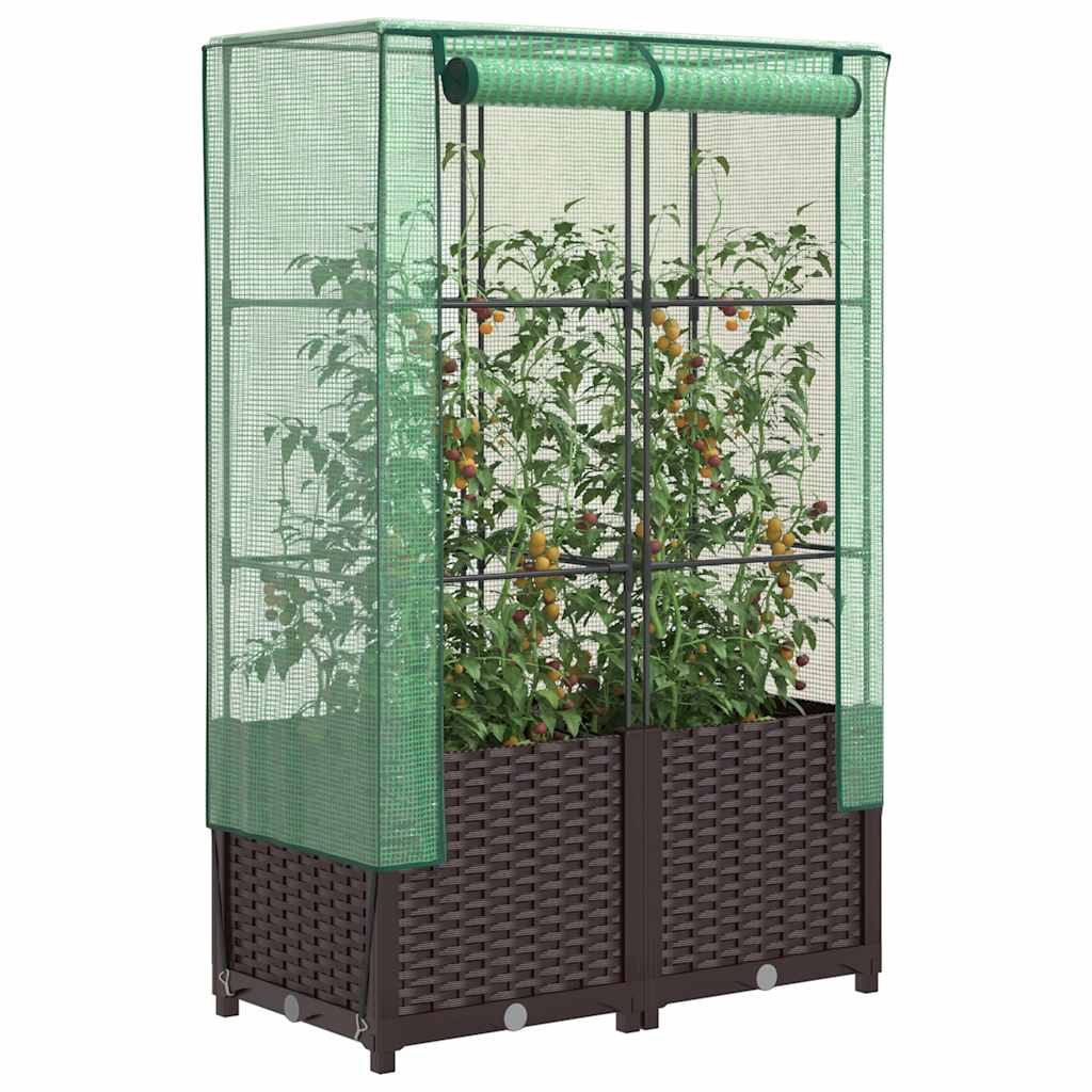 Povišena gredica s pokrovom za staklenik 80 x 40 x 138 cm