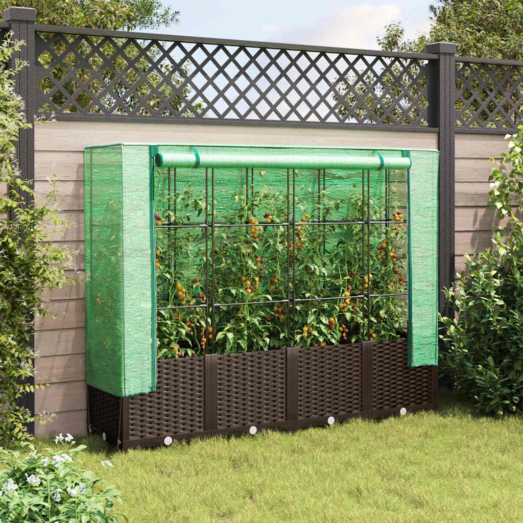 Povišena gredica s pokrovom za staklenik 160 x 40 x 138 cm